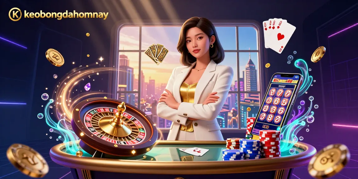 Engage in thrilling action with keobongdahomnay, showcasing a poker scene filled with dynamic winnings and rich visual details.