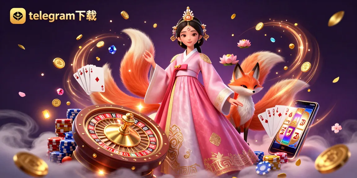 在一个充满活力的3D赌场场景中，带着幸运符号，玩老虎机并通过telegram下载获胜。