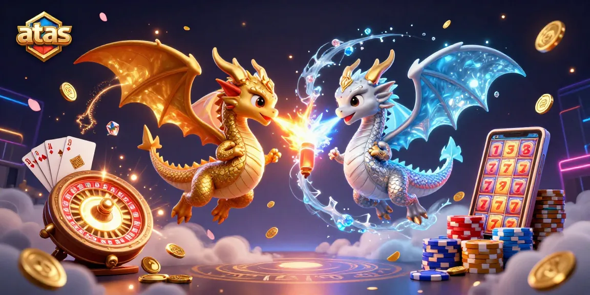 Engage with the exciting action at atas casino featuring vibrant dragons and enticing casino elements.