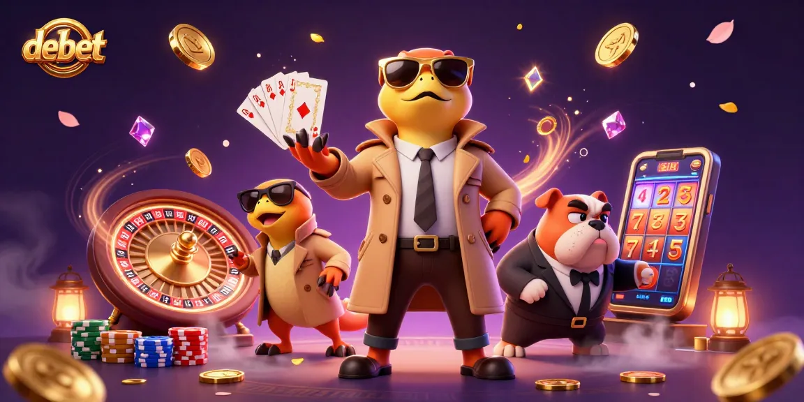 Experience debet excitement with raptors in a trench coat and golden casino wonders.